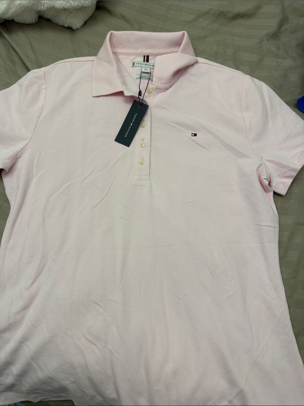 Tommy Hilfiger women’s Pale Pink Polo Shirt with Chest Logo